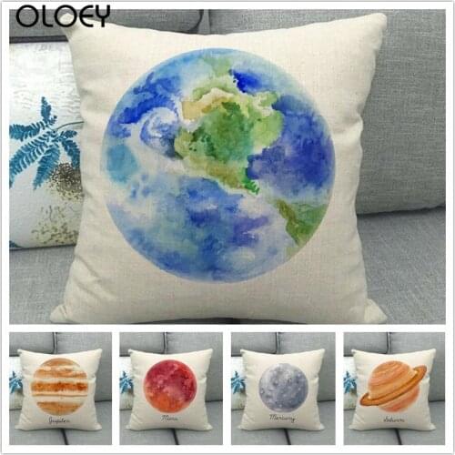 Planetary Pillowcase, Square Linen Soft Pillowcase, Bedroom Pillowcase, Decorative Pillowcase for Home Hotel Car, Size 45cmx45cm