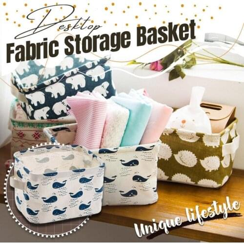 Portable storage basket desktop storage organizer cosmetic storage box linen waterproof coating design storage basket Dropship