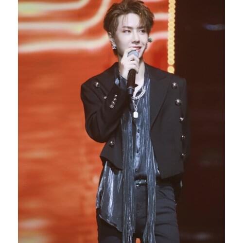 S-6XL 2020 New mens clothing fashion slim Bigbang DJ Double breasted multi button stage short suit plus size singer costumes