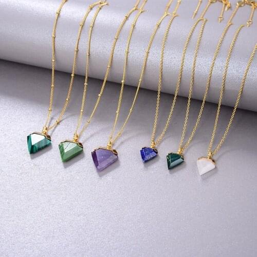 S925 Silver High-end Simple Natural Malachite Shield Triangle Elegant Temperament Pendant Necklace for Women