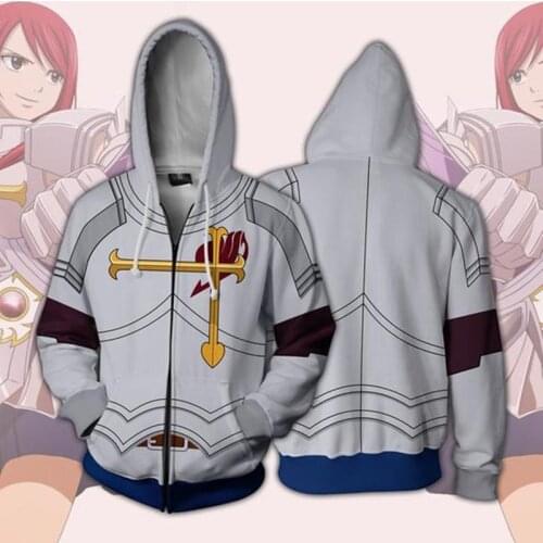 Anime FAIRY TAIL Gray Fullbuster Cosplay Fairy Tail END Hoodies 3D printed zip-up hoodies for men and women sport Sweatshirts