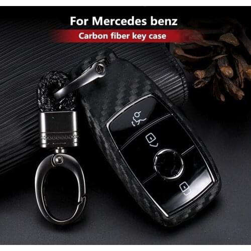 Carbon Fiber Pattern Silicone Car Key Case Cover For Mercedes Benz 2017 2018 E Serials E300 E200 E220 Maybach S320L S450 S350