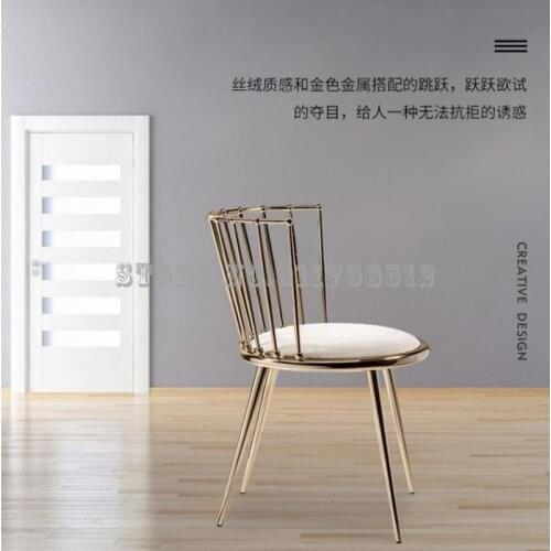 Wrought iron chair nordic light luxury dining chair home back chair net red gold makeup chair net red ins chair creative