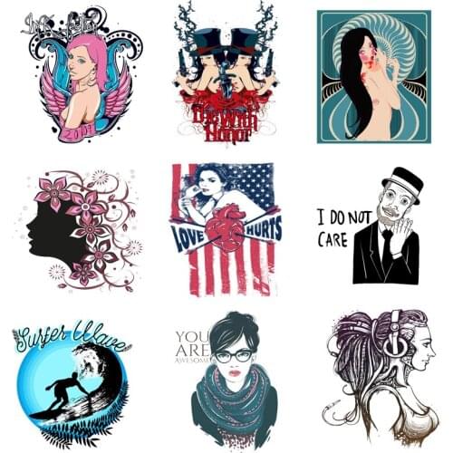 Iron on Transfer for Clothing Thermoadhesive Patches Stickers Diy Lady Patch Textile Vinyl Stripes Rock Appliques for Jackets A