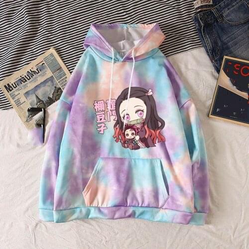 Japanese Anime Demon Slayer Hoodies Spring and Autumn Women Men Loose Polyester Pullover