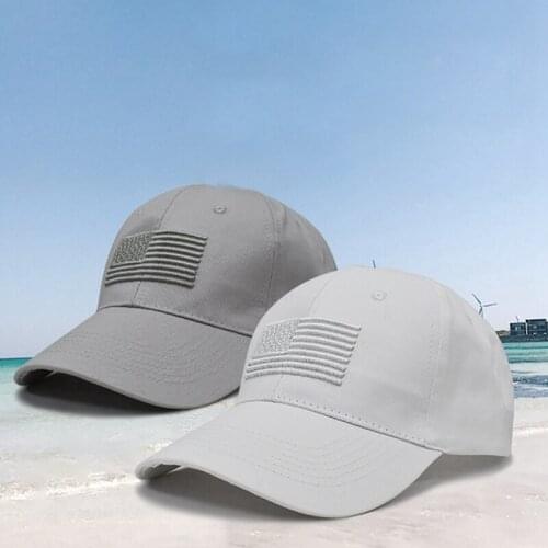 Outdoor Sports Peaked Cap American Flag Embroidered Cotton Sunproof Hat With Adjustable Back Closure