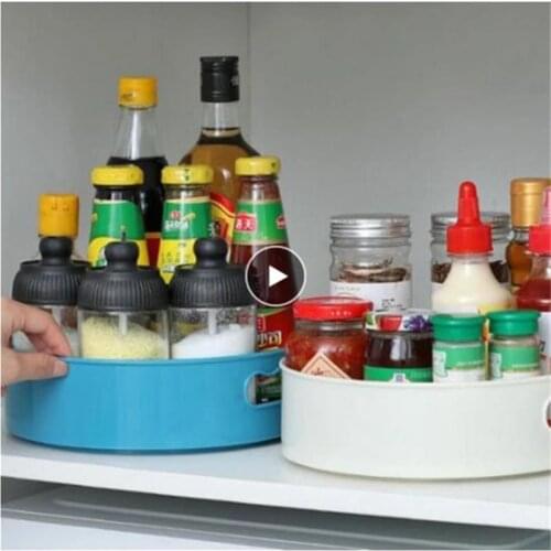 360 Rotating Round Spice Jar Storage Rack Tray Turntable Kitchen Jar Holder Home Storage Box Container Organizer Storage Boxes