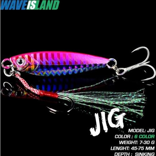 WAVEISLAND Jig Fishing Lure Metal Sinking Jigs Baits 7-30g Submerged Luminous Pesca Saltwater Isca Artificial Lures Peche Pike