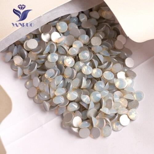 YANRUO 2058NoHF SS16 3.8-4.0mm White Opal Glass Rhinestones Crystal Garment Non Hot-Fix For Shoes