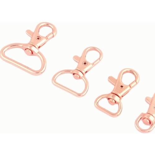 7-25mm Rose gold Swivel Clasp Dog Collar Hook Purse Clasp Trigger Snaps Lobster Buckle Backpack Handbag Hardware For Key Rings