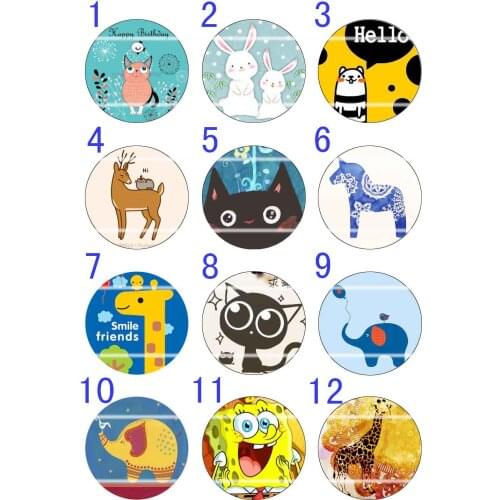 Handmade Colorful picture Round Glass Cabochons Refrigerator magnet for Necklace Decoration and Phone Chain Accessaries254