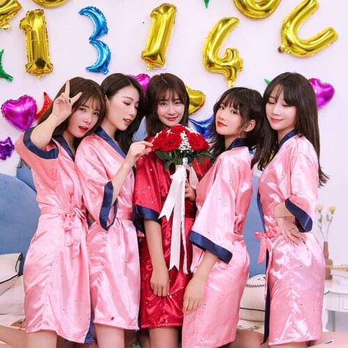 Pink Rayon Long Robe Womens Pajamas Sexy Bathrobe Dressing Gowns For Women Bride Bridesmaid Wedding Robes Sexy Sleepwear