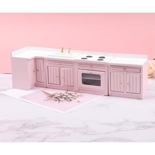 1:12 Dollhouse Miniature Corner Cabinet Wash Basin Cooking Bench Accessories for Kitchen