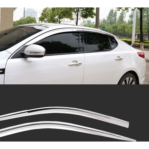1 Set Brand New Chrome Side Vent Sun Shade Window Visors Rain Guard Deflectors For Kia K5 2011-2015