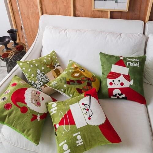 1pc Christmas Cushion Cover 45*45cm Pillowcase Sofa Decorative for Home Santa Claus Deer Pillows Cover Xmas Ornaments e
