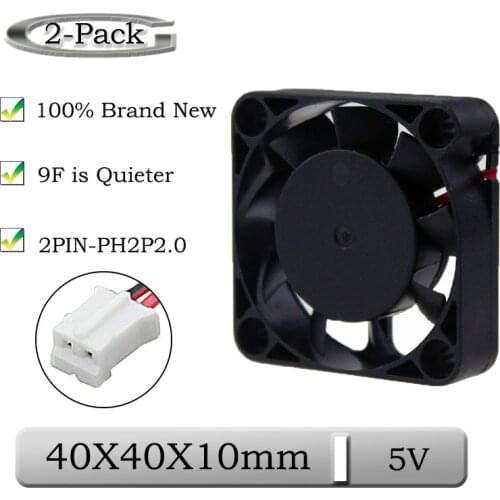 2pcs Gdstime 5V 40x10mm 40mm Brushless Axial DC Quieter 9 Blades Cooling Fan 40mmx10mm 4cm Mini 3D Printer Exhaust Cooler Fan