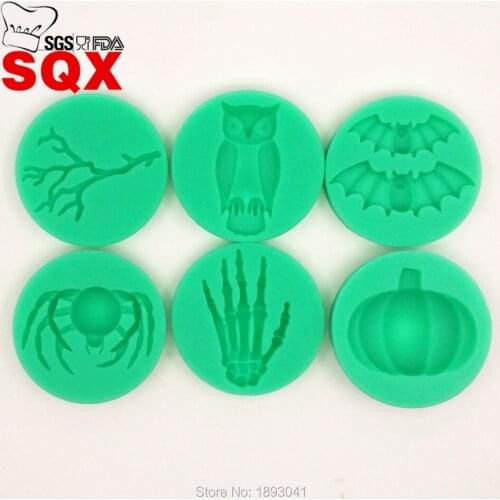 2016 new arrival 6PCS Halloween silicone mold cake decorating fondant sugar process mold SQ16222