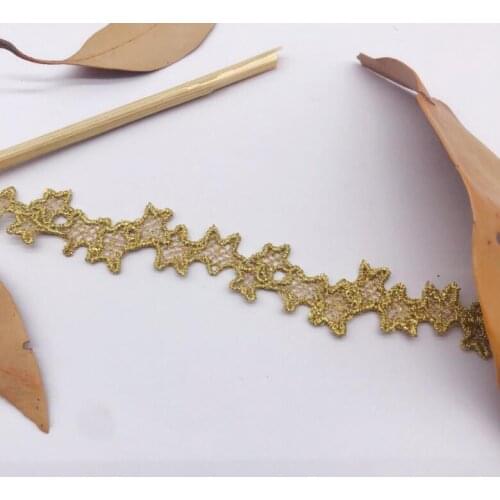5 Meters Star Design Venise Lace Trim Gold Lace Ribbon for Wedding Bridal and Garment Decoration 1.5cm