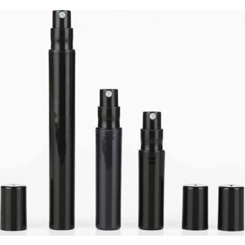5Pcs 2ml 3ml 4ml 5ml Black Plastic Perfume Atomizer Small Mini Empty Spray Refillable Bottle Travel Vials Cosmetics Containers