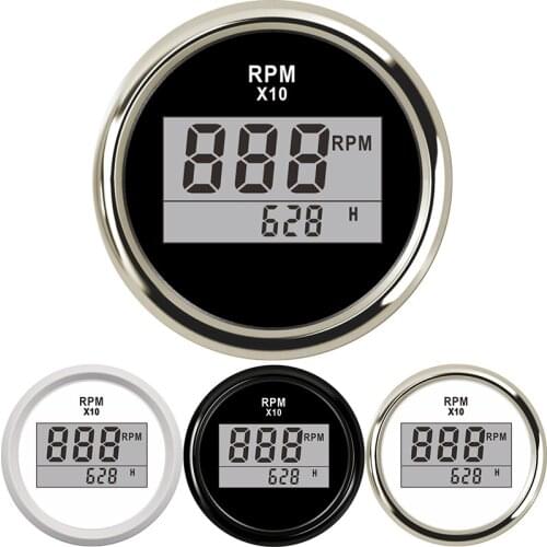 52mm outboard engine tachometer Gauge with Hour 0~9990 RPM Meter for Marine Car Motor Tacho motorcycle digital speedometer inter