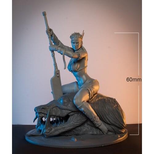 60mm Resin Beauty Kills Beast Figure Unpainted Sculpture No Color