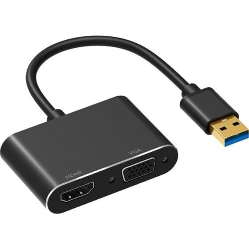 USB 3.0 To HDMI-compatible VGA 2in1Adapter 4K HD Multi-Display USB To HDMI-compatible Converter for Windows 7/8/10 Mac OS
