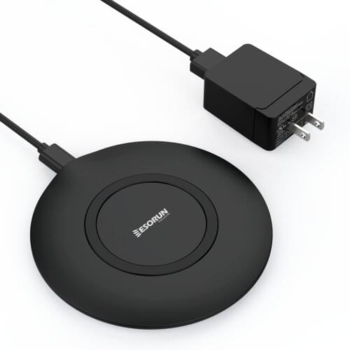 Qi Wireless Charger, Fast Wireless Charging Pad, with QC3.0 AC Adapter, for iPhone 12/12 Pro/11/11 Pro/XR/XS/X/8 Sumsung S10 S9
