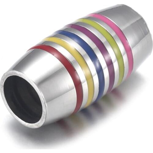 Stainless Steel Barrel Bead Enameled Polished 6mm Large Hole Metal Beads Bracelet Charms for DIY Jewelry Making Accessories