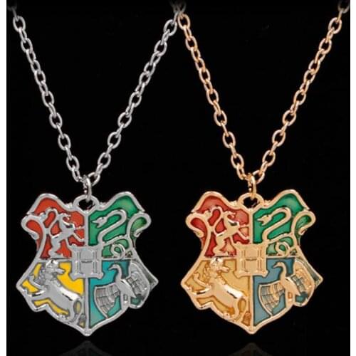 Harried Necklace Key Chain Potter Hogwarrts School of Witchcraft and Wizardry Four College Badge Girl Gift Jewelry Wholesale