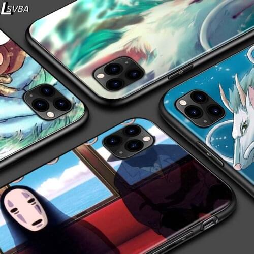 Studio Ghibli Spirited For iPhone 12 Pro Max Mini 11 Pro XS Max X XR 6S 6 7 8 Plus 5S Bright Black Phone Case