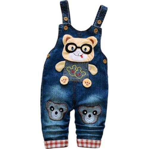 BibiCola Boys Jeans Pants Spring Autumn Casual Sports Denim Jumpsuit Children Boys Fashion Overalls little girls Brand clothes