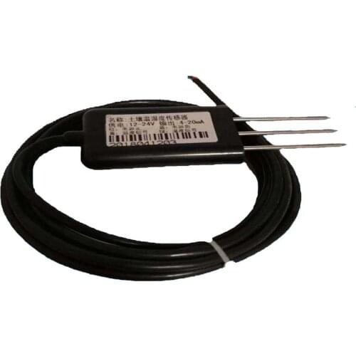 Soil temperature and humidity sensor moisture transmitter RS485 voltage and current type 3 meters long