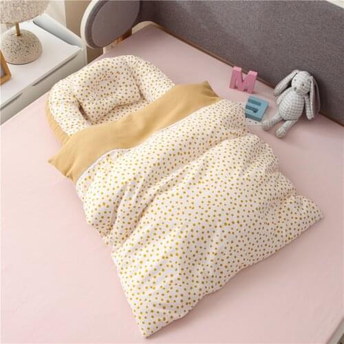 50*85cm Baby Nest Bed with Quilt Newborn Cotton Crib Baby Cot Crib Lace Mattress Removable Baby Bedding Set