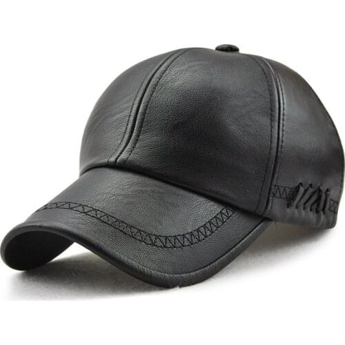 Idopy Men`s Faux Leather Baseball Caps Winter Autumn PU Soft Street Style Leather Hats For Male