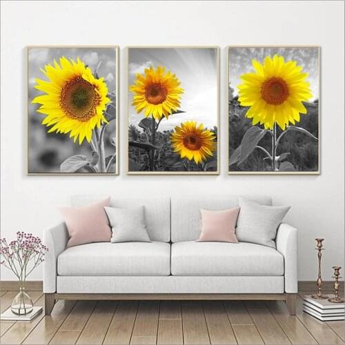 Sunflower Canvas Painting Rustic Home Decor Wall Pictures for Living Room Kitchen Decoration Landscape Poster Sunflower Print