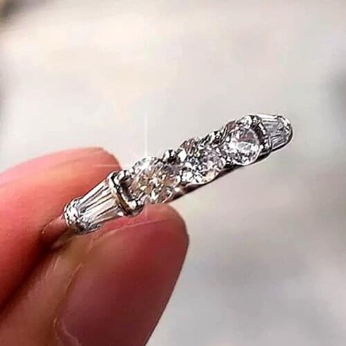 Huitan Chic Thin Rings for Women Inlaid Brilliant Cubic Zirconia Wedding Engagement Party Accessories Girls Statement Jewelry