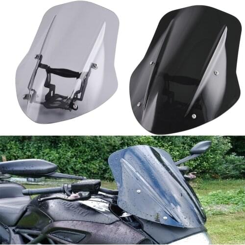For 2014-2018 Ducati Diavel Windscreen Windshield Cover Wind Deflector with Mounting Bracket 2015 2016 2017 Motorcycle Parts New