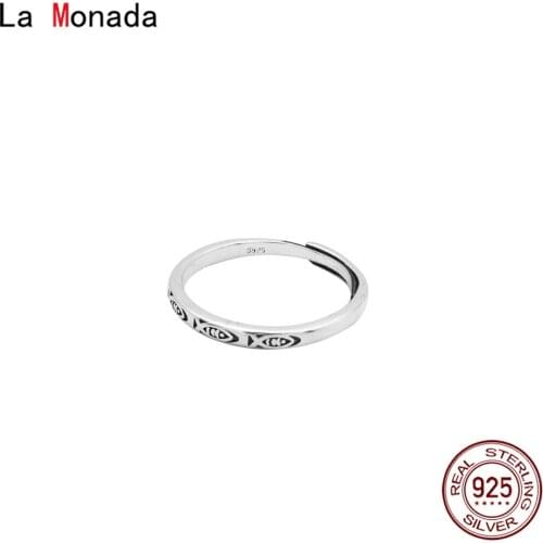 La Monada 52-56mm Women Ring 925 Sterling Silver Minimalist Retro Fish Rings For Women 925 Silver Fine Jewerly Rings Woman