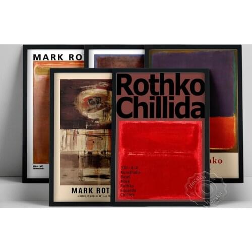 Mark Rothko Exhibition Museum Poster, Rothko Red Purple Green Oil Painting, Abstract Expressionism Wall Art, Corridor Home Decor