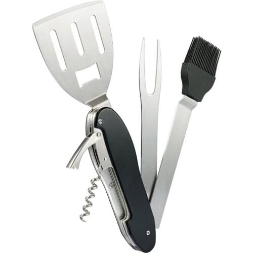 5-in-1 BBQ Grilling Multi Tool Barbecue Grill Accessories Foldable Detachable Tool Set Kit for Outdoor Grilling and Tailgating