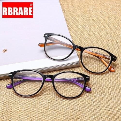 RBRARE Fashion Lady Reading Glasses Anti-fatigue Round Frame Male Senior Reading Mirror High End Plastic Frame Gafas Para Leer