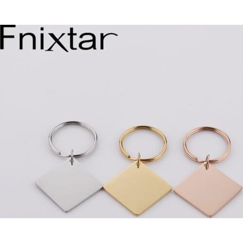 Fashion Cars Key Decorations Chain Custom Keychains Engraved Plating Stainless Steel Square Pendant Keychaiin Plant Keychain