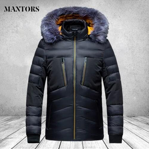 Mens Jackets and Coats Outerwear Thick Fur Hooded 2021 Winter Bomber Jacket Mens Windbreaker Thick Warm Male Parkas Big Pockets