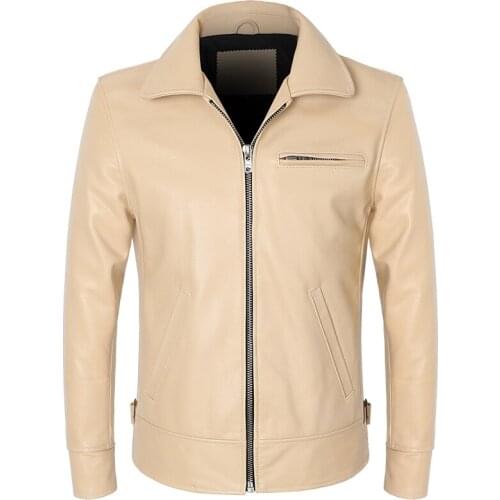 Motorcycle Genuine Mens Jackets First Layer Cowhide Swallow Tail Lapel Short Leather Coat Slim Dovetail S-4XL