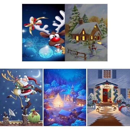 5D DIY Christmas 40x50cm Oil Paint By Numbers Picture DIY Painting By Numbers Kits For Kids HandPainted Craft Christmas Gift