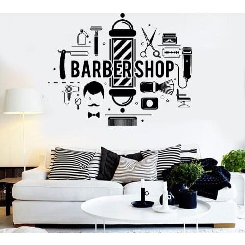 Barbershop Words Wall Decals Living Room Decorate Perfect Quality vinilos paredes paper Vinyl Wall Stickers for Hair Salon ZB480