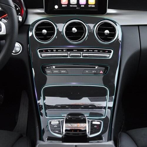 Car Interior Invisible Protective Film Center Control Gear Shift Panel Sticker for Mercedes Benz C200 coupe 2016-2017 AMG