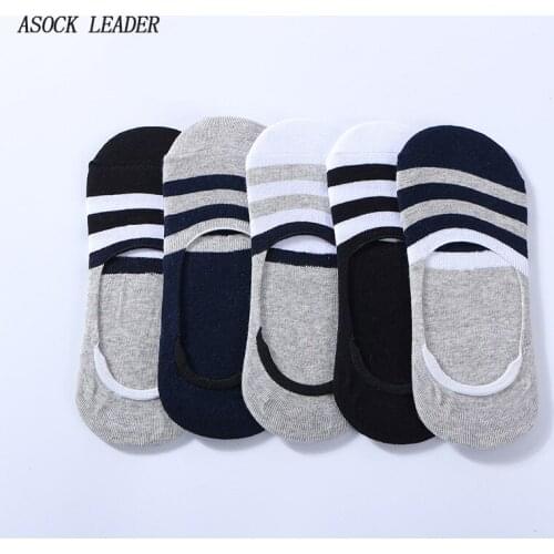 2018 spring&summer new 1 pairs mens socks striped cotton Mens shallow mouth invisible socks boat sock
