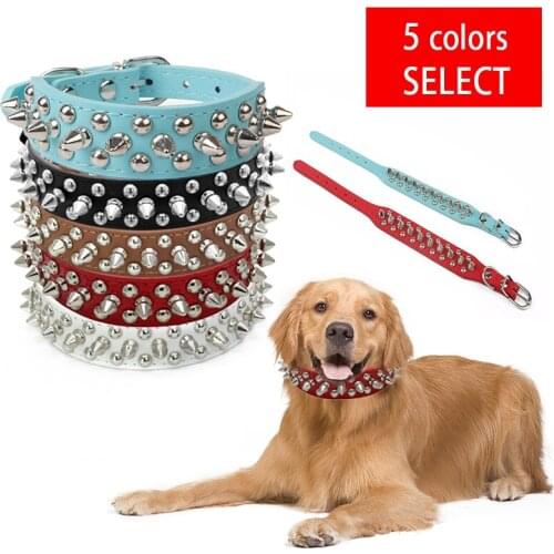 2020 New Transer Pet Dog Supplies PU Leather Punk Rivet Spiked Dog Collar Pet Collars For Small Dog Cat Dropship