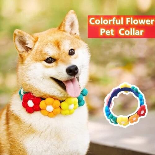 Rainbow Flower Pet Collar Cats Dogs Necklace Collar Adjustable Pet Collar Puppy Accessories Pets Christmas Gifts